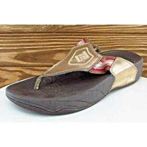 Academy of Therapeutic Footwear Size‎ 8 M Brown Flip Flop Leather Women Sandal